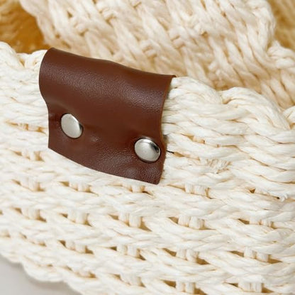QINGTUHONE Woven Paper Rope Wicker Basket for Organizing(Set of 3,Beige) - color: Beige