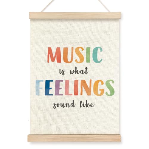 VGXKJIIOD Boho Mental Health Wall Art Poster 12x16 in, Music Is What Feelings Sound Like Canvas Wall Decor Prints Sign Artwork for Calm Down Corner Classroom Playroom Nursery - color: Music