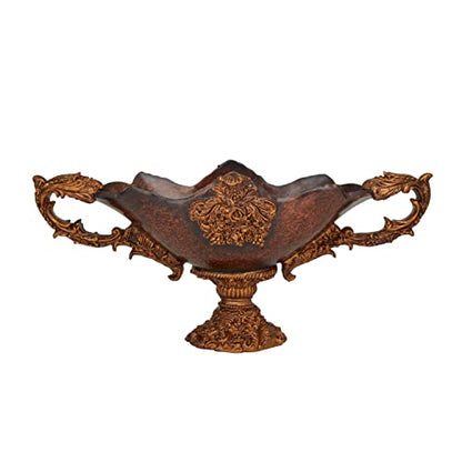 Deco 79 Polystone Floral Ornate Decorative Bowl, 23" x 10" x 11", Dark Brown