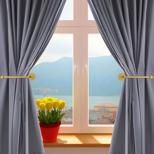 CroBlissful 2 Pcs Adhesive Curtain Holdbacks No Drill Window Hook,Gold - color: Gold