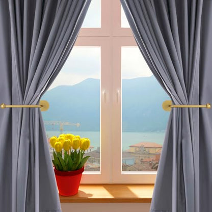 CroBlissful 2 Pcs Adhesive Curtain Holdbacks No Drill Window Hook,Gold - color: Gold