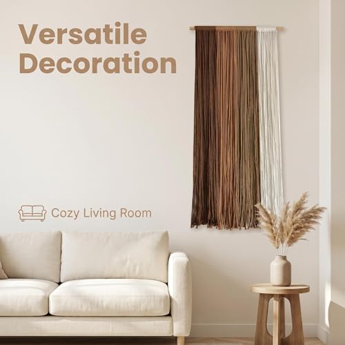 Jditngp Bohemian Home Wall Decor Hand Woven Long Tapestry Tassel Wall Hanging Wall Decoration Tapestry Gradient Brown Living Room Bedroom Entrance Hall Kitchen Corridor Wall Art 40''Lx15.8''W - color: brown1