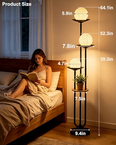 Lightdot Globe Black Floor Lamp Modern Dimmable Floor Lamps for LivingRoom - color: 3 Grey Globe-Black