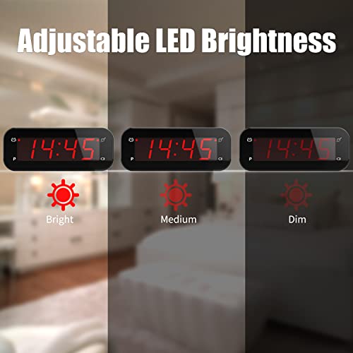 KWANWA 2-in-1 LED Digital Alarm Clock with Indoor Thermometer - size: Red Digital Display