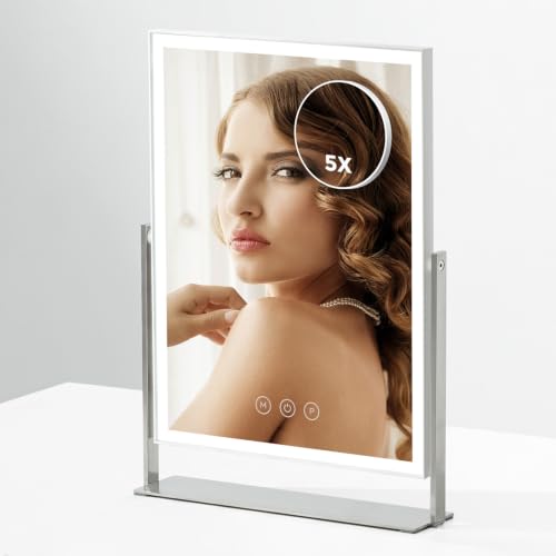 NEZZOE Rechargeable Makeup Mirror with Lights, 4000mAh Battery, 14"x10" - color: 14"x10" White