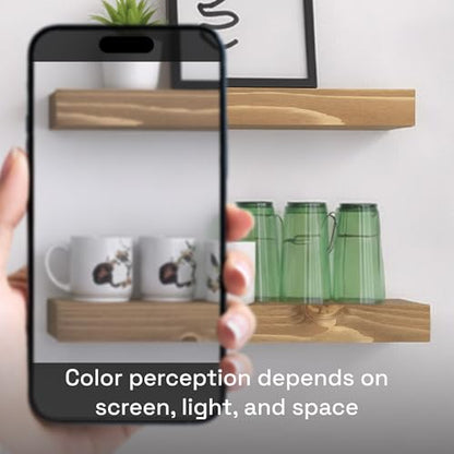 Natural Wood Floating Shelves for Wall 16 Inch Oak, Wooden Bathroom Shelf - color: Gold Oak, size: 16 Inch