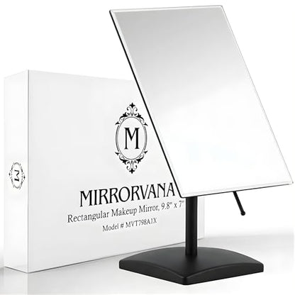 MIRRORVANA Large Adjustable Table Desk Mirror with Stand, 9.8" x 7" (Black) - color: Black