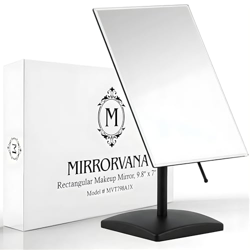 MIRRORVANA Large Adjustable Table Desk Mirror with Stand, 9.8" x 7" (Black) - color: Black