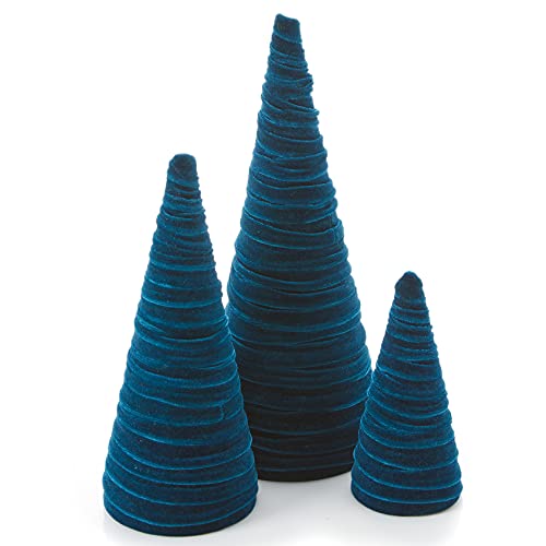 Your Heart's Content Teal Velvet Trees Set of 3 (Teal) - color: Teal