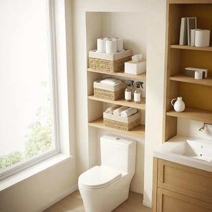 Wicker Storage Baskets Set of 3, Bathroom & Shelf Bins - size: Small without Lids