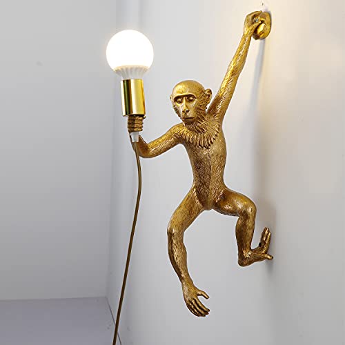 Jorunhe Plug in Wall Sconces, Resin Monkey Wall lamp, 21.65 x 11.81 Inch On Off Switch, Vintage Industrial Wall Light Fixture for Living Room, Bedroom, Office