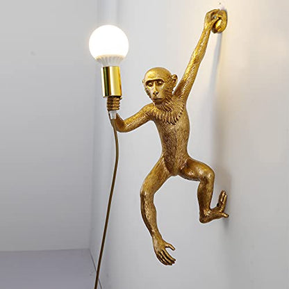 Jorunhe Plug in Wall Sconces, Resin Monkey Wall lamp, 21.65 x 11.81 Inch On Off Switch, Vintage Industrial Wall Light Fixture for Living Room, Bedroom, Office