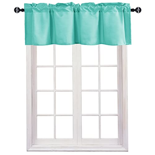 JIUZHEN Aqua Valance Curtains for Window 1 Panel, 42 x 12 Inches - color: Aqua, size: 42"W x 12"L (Pack of 1)