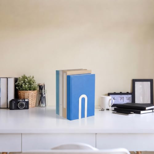 Chunful 4 Pcs White Metal BookEnds Shelves, 5.5 x 3.75 x 2.25 in - color: White, size: 5.5 x 3.75 x 2.25 in
