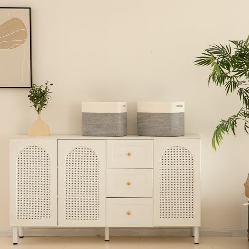 OIAHOMY 2 PACK Tall Storage baskets 30L Blanket Basket Living Room Grey - color: Grey, size: 15" x 9.8" x 11.8"