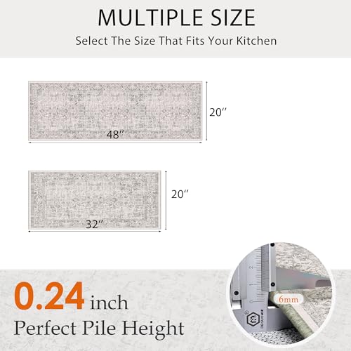 HUGEAR 2-Piece Grey Neutral Kitchen Rug Set - color: Grey, size: 20"x32"+20"x48"