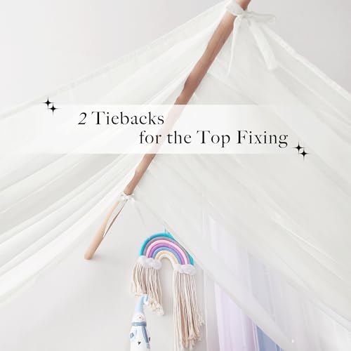 NICETOWN Beige Kids Bed Canopy for Bedroom - Decorative Soft Voile Sheer Window Scarf DIY Ascot Top Bed Scarf for Children Room, W114 x L160, 1 Panel - color: Beige, size: 114"W x 160"L (Pack of 1)