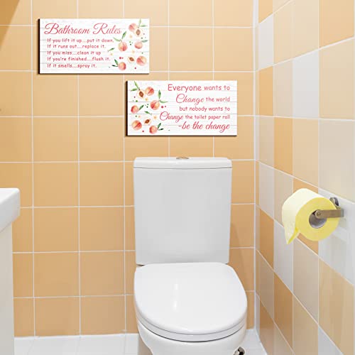 Jetec 2 Pcs Funny Bathroom Signs Wall Decor Farmhouse,Peach Style - style: Peach Style