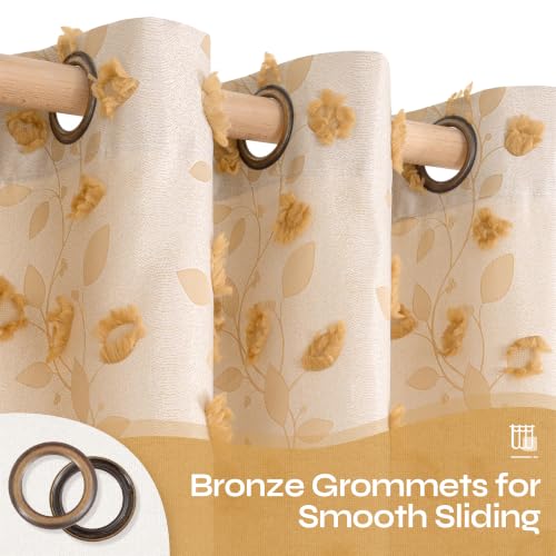 BGment Yellow Linen Curtains for Living Room 84 inches Long - 2 Panels - color: Yellow, size: 52"W x 84"L (Pack of 2)