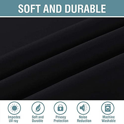H.VERSAILTEX Blackout Curtain for Living Room Small Window Kitchen Blackout Curtains 45 inch Length Energy Saving Solid Grommet Blackout Drape, One Panel, Jet Black, 52" W x 45" L - color: Jet Black, size: 52"W x 45"L (Pack of 1)