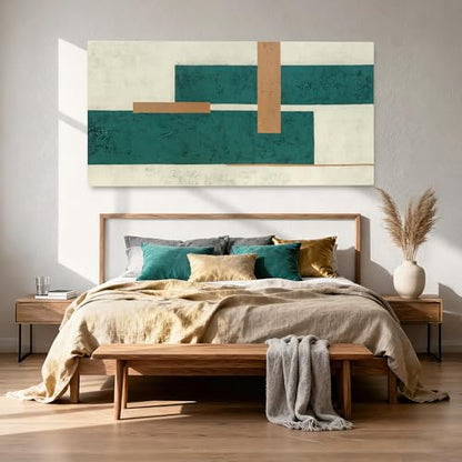 YETHEN WAL Mid Century Geometric Wall Art Modern Canvas Prints Large Green Aesthetic Art Prints for Bedroom Entryway Living Room 29x58 Inch - color: Green and Beige, size: 58"L x 29"W