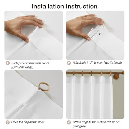KangBang White Pinch Pleated Sheer Curtains 96 Inches Long 2 Panels - color: White, size: 42"W x 96"L (Pack of 2)
