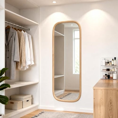 18x48 Inch Oval Full Length Wall Mirror Oblong Wood Frame Floor Mirror