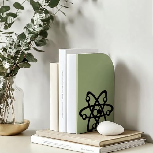 Peacoblue 5.3"x4.3"x6.1" Metal Bookends, Heavy Duty Book Ends for Shelves - style: Atom