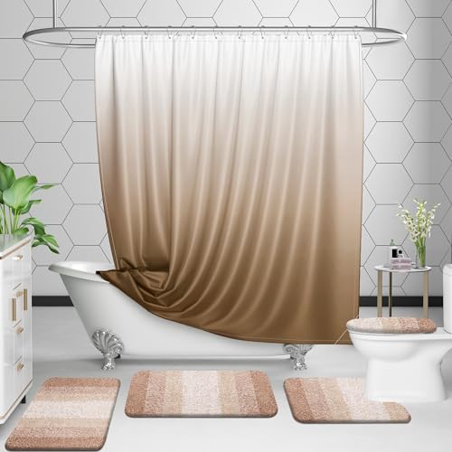 OLANLY Luxury Toilet Rugs U-Shaped 24x20, Soft Absorbent Microfiber Mat - color: Beige, size: 24" X 20" Contour Rug
