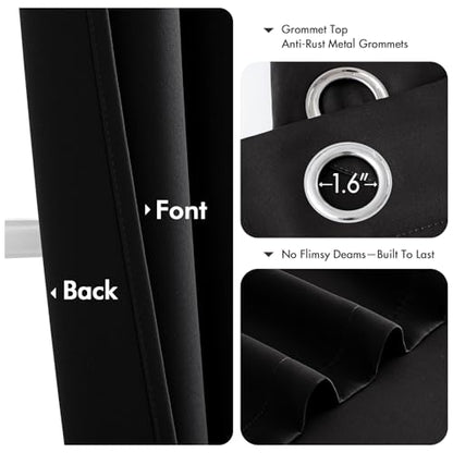 MIULEE Blackout Curtains for Bedroom 2 Panels 34 x 72 Inch Long Black - color: Black, size: 34"W x 72"L (Pack of 2)