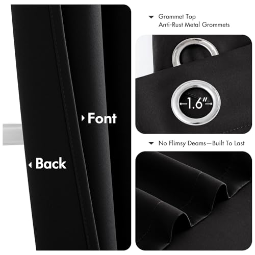 MIULEE Blackout Curtains for Bedroom 2 Panels 29 x 40 Inch Long Black - color: Black, size: 29"W x 40"L (Pack of 2)