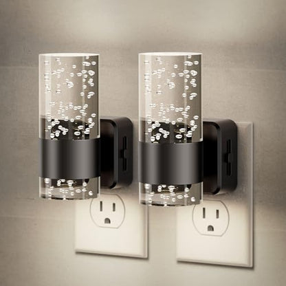JandCase Bubble Night Lights Plug into Wall,5000K White Nightlight Dimmable - color: Pure Black