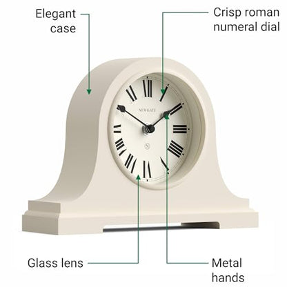 NEWGATE® Broadway Mantel Clock | Classic Napoleon’s hat Design | Vanilla Cream | Roman Numerals | Traditional Style for Desk, Table top, Shelf or Bedside - color: Vanilla Cream