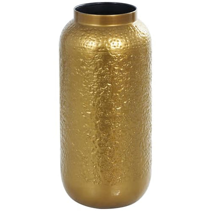 Deco 79 Metal Decorative Vase Textured Hammered Centerpiece Vase, Flower Vase for Home Decoration 9" x 9" x 19", Gold - size: 9" x 9" x 19"