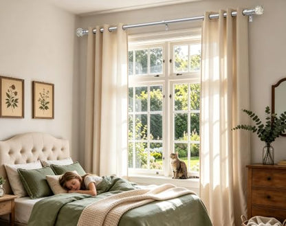 KAMANINA Silver Curtain Rods for Windows 32-58 Inch Heavy Duty Drapery Rod - color: Silver, size: 32-58"