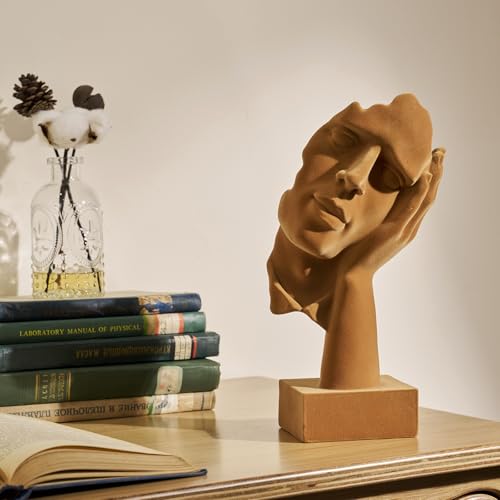 Thinker Statue Hear No Evil with Soft Velvety Texture, Brown - color: Nohear-brown