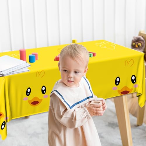 3pcs Yellow Duckie Table Cover, Waterproof & Easy to Clean, 70.8x42.5 inches, Duck-themed Tablecloth for Parties, Baby Showers, Gender Reveals - color: Duck