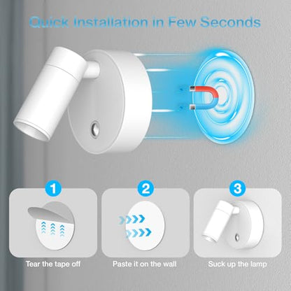 Olafus 2 Pack LED Wireless Spotlight Indoor with Timer/Remote, White - color: White