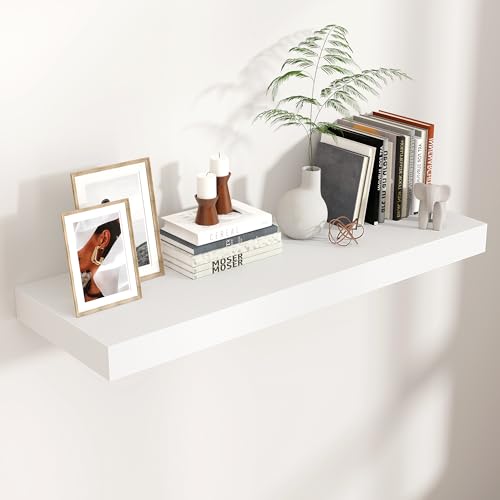 36 Inch Floating Shelves for Wall, 12"D Wood Storage Shelves, White Finish - color: White, size: 36 Inch