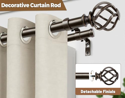 KAMANINA 1 Inch Double Curtain Rods 32 to 86 Inch, Bronze Dual Curtain Rod - color: Antique Bronze, size: 32-86"