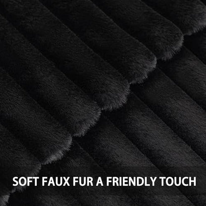 Aegero Pack of 2 Faux Fur Christmas Throw Pillow Covers 24x24 Inch, Black - color: Black, size: 24" x 24" (Pack of 2)