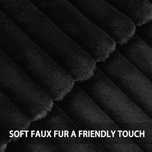 Aegero Pack of 2 Faux Fur Christmas Throw Pillow Covers 22x22 Inch, Black - color: Black, size: 22" x 22" (Pack of 2)