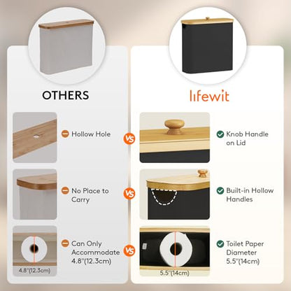 Lifewit Toilet Paper Storage Holder, Extra Large Stand Basket, 30L, Black - color: Black, size: 30L