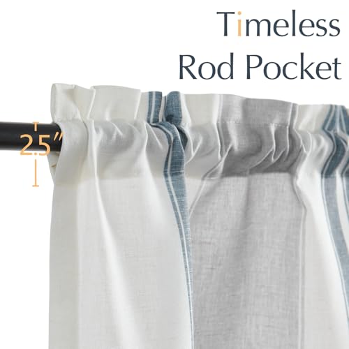 jinchan Linen Pencil Stripe Valances for Window 16 inch,Blue,1 Panel - color: Pencil Stripe | Blue Grey, size: 50"W x 16"L (Pack of 1)