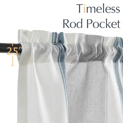 jinchan Linen Pencil Stripe Valances for Window 16 inch,Blue,1 Panel - color: Pencil Stripe | Blue Grey, size: 50"W x 16"L (Pack of 1)
