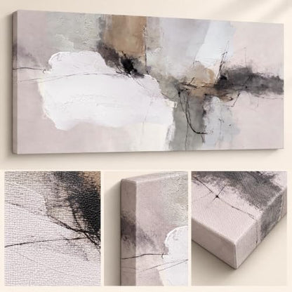 Enartly Neutral Abstract Line Canvas Wall Art for Living Room 40" x20 - color: White Line Abstract, size: 40"L x 20"W