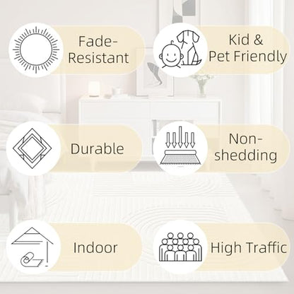Beige Solid Area Rug 8x10, Washable Rugs for Living Room Bedroom - color: Light Beige, size: 8' x 10' (Rectangular)