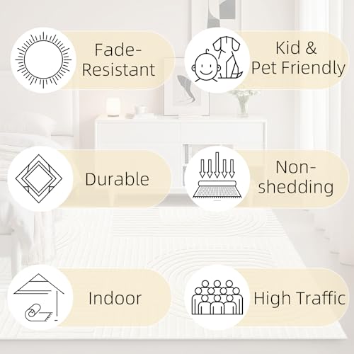 Beige Solid Area Rug 9x12 Large Washable Soft Rugs for Living Room - color: Light Beige, size: 9' x 12' (Rectangular)