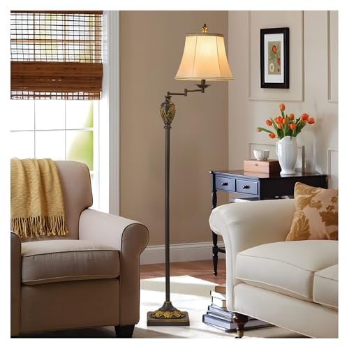 Traditional Floor Lamp with 350° Swing Arm,3 Color Temperatures,Black Gold - color: Black Gold-11