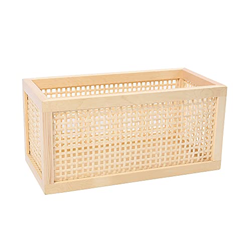 Small Rectangular Rattan Woven Wooden Storage Basket - size: Rectangle C - 1-Piece (Small)